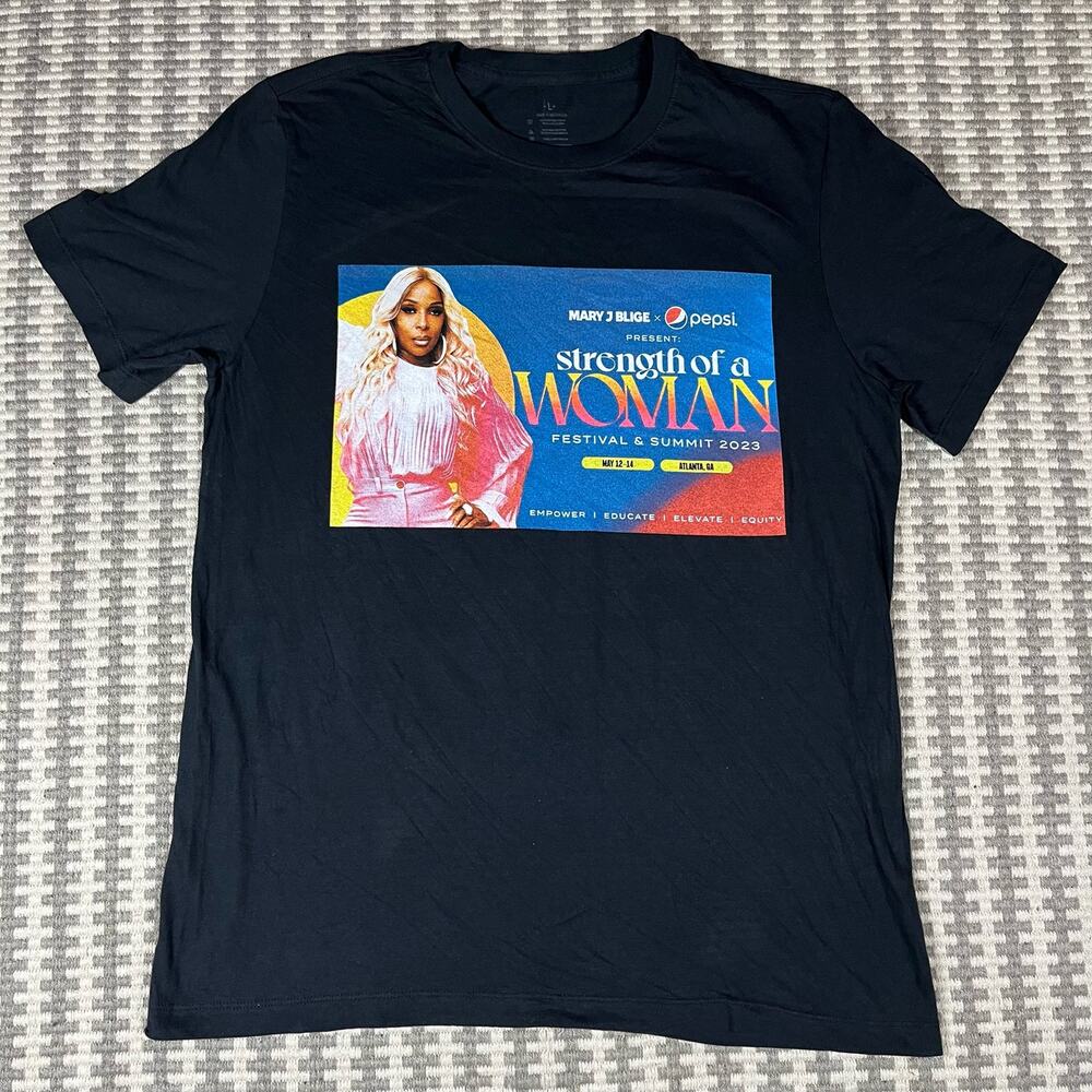 Mary‎ J Blige Strenght of A Woman Tour Black Tee T Shirt Adult Sz L New